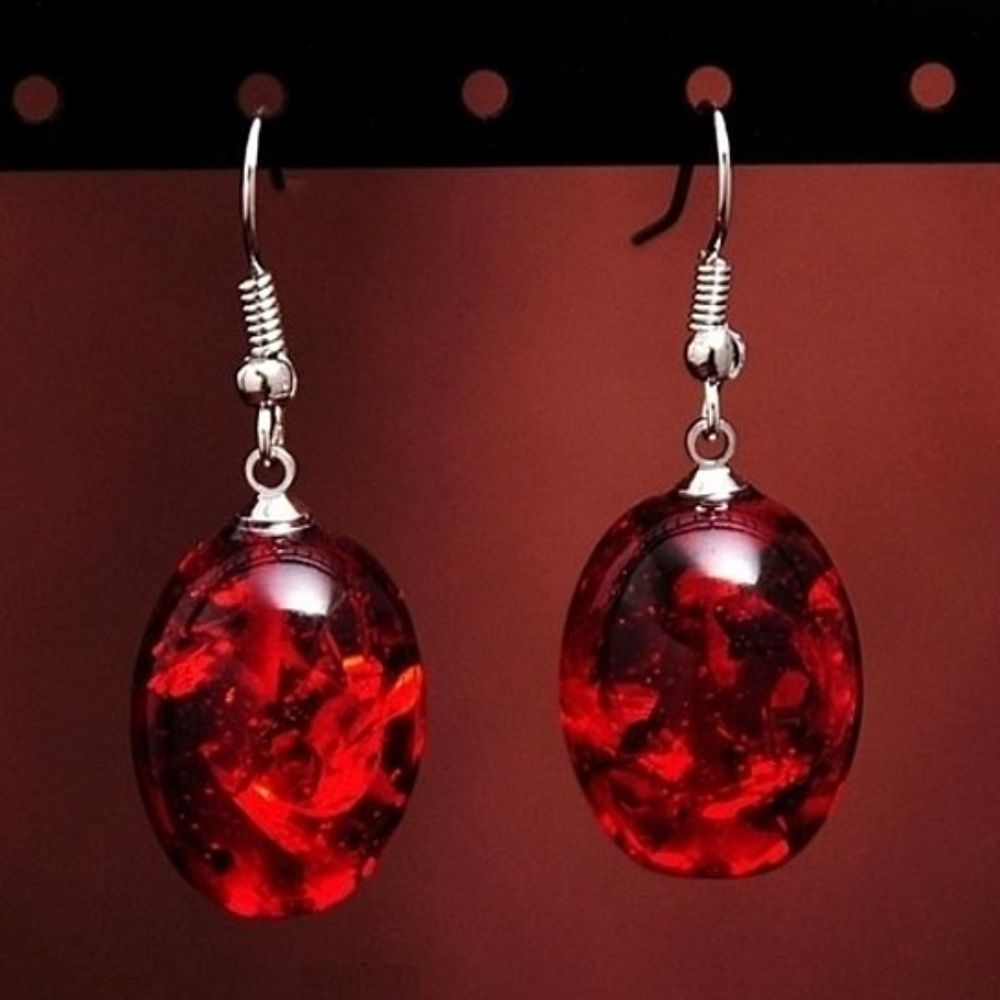 Fire Amber Bead Earrings